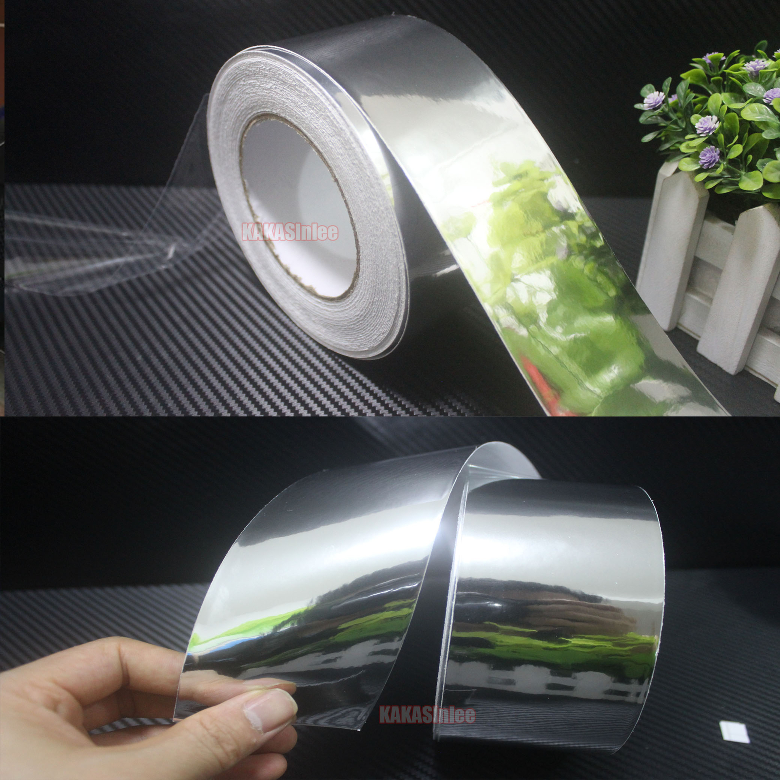 2″ x 120″ PVC Silver Mirror Chrome Vinyl Tape Wrap Sticker Car Trim Decal Trim