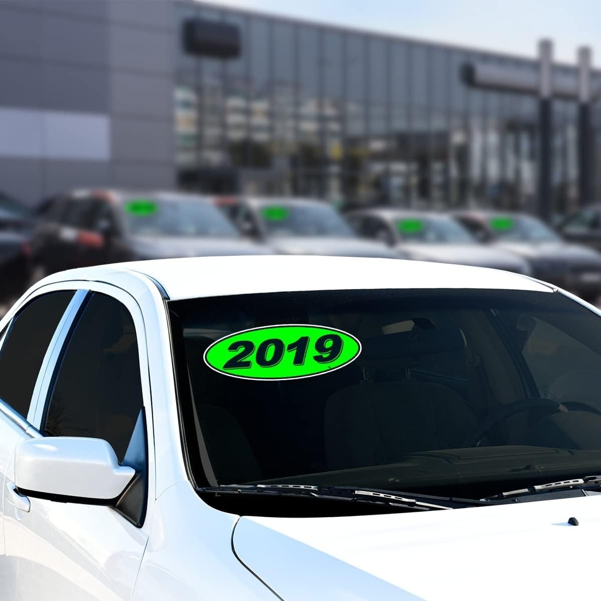 Chartreuse Green Black 2019 Oval Model Stickers for Windshield 12 Pack