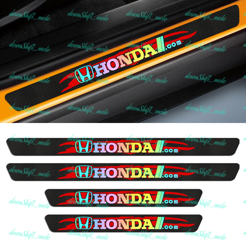 4PCS Carbon Fiber Car Door Scuff Sill Cover Panel Step Protector For HONDA NEW