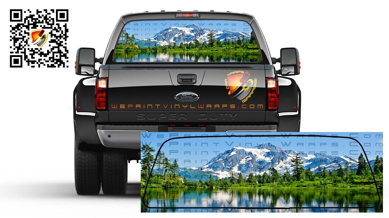 Mountains Lake Nature Rear Window Tint Perforated Graphic Decal Sticker Cars