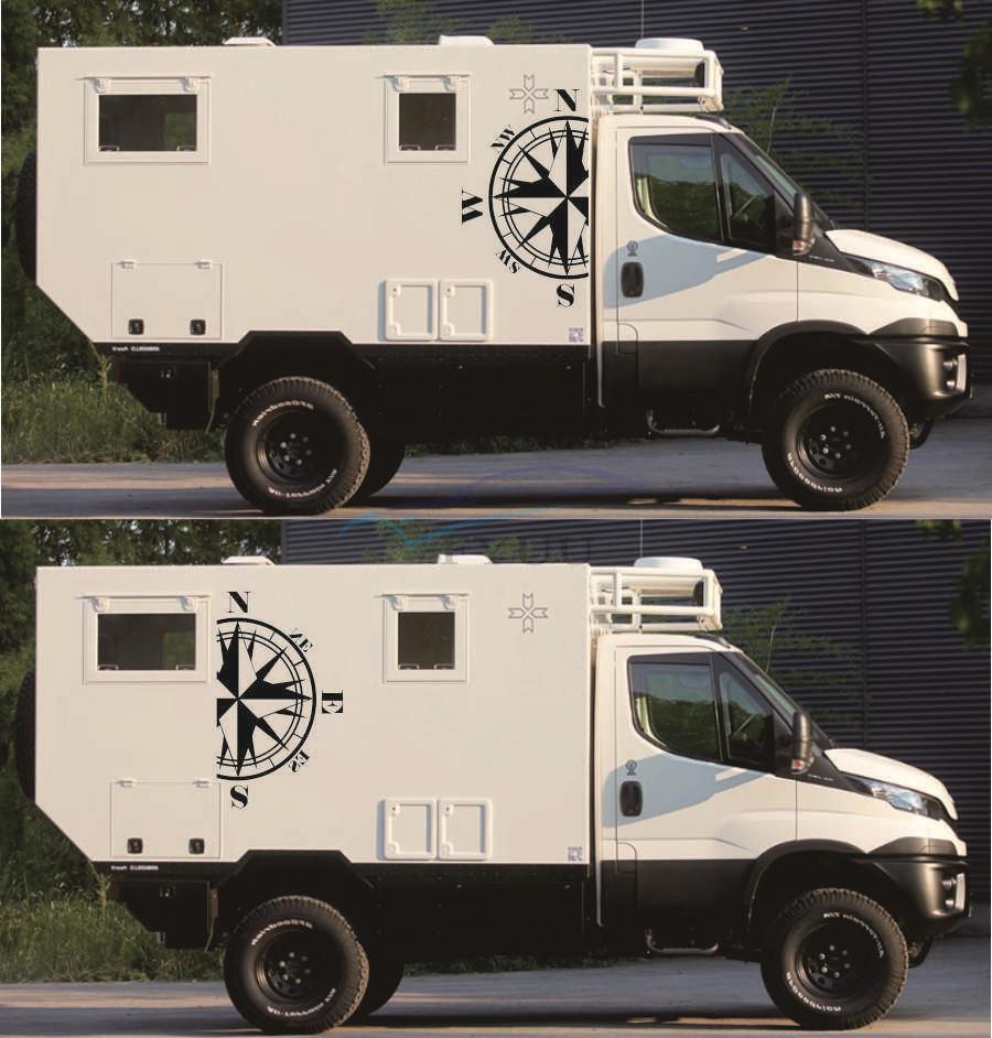 Universal Car Van Trailer Body Vinyl Sticker Compass Totem Decal Black 73x125cm