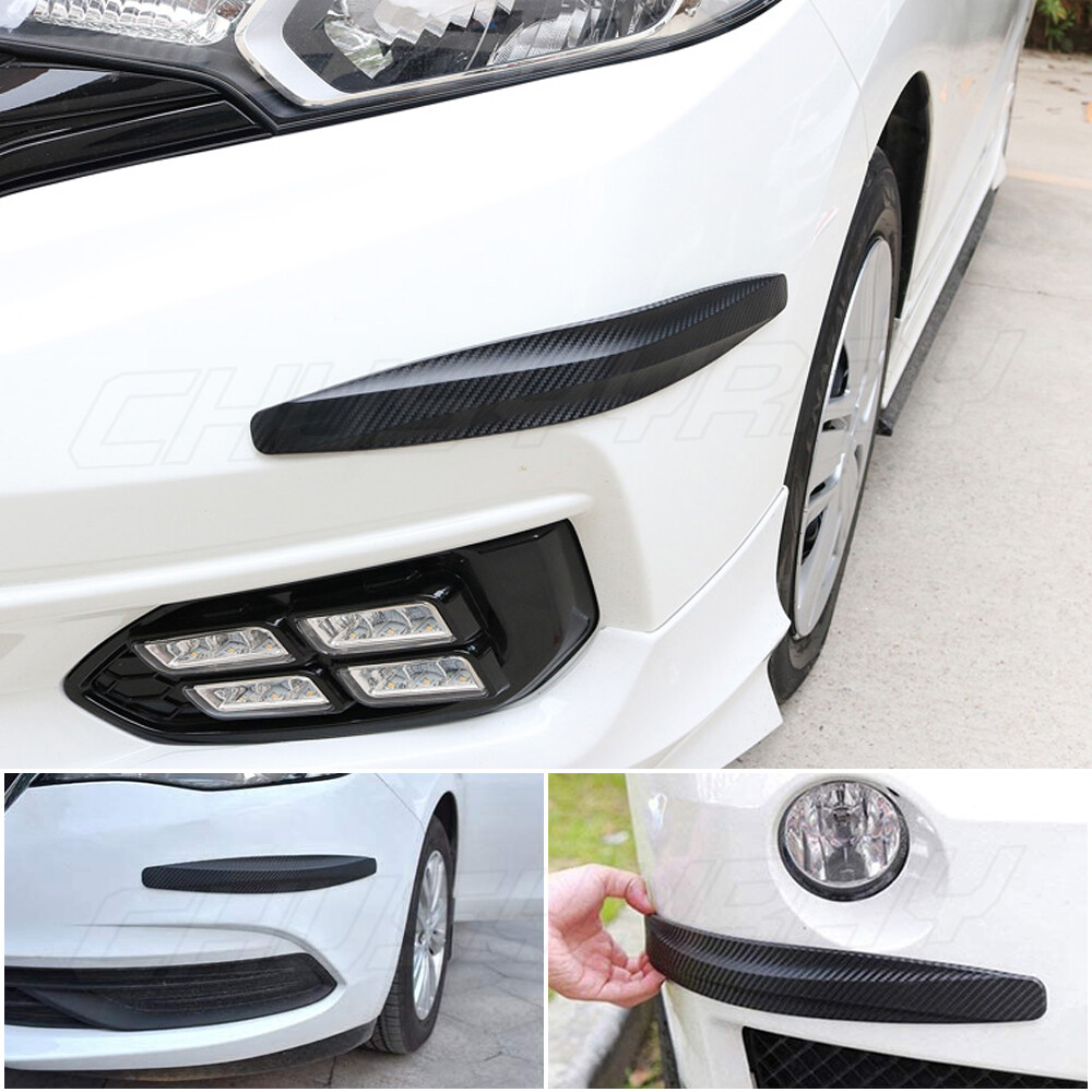 2x Car Carbon Fiber Bumper Corner Protector Guard Cover Anti-Scratch Stickers
