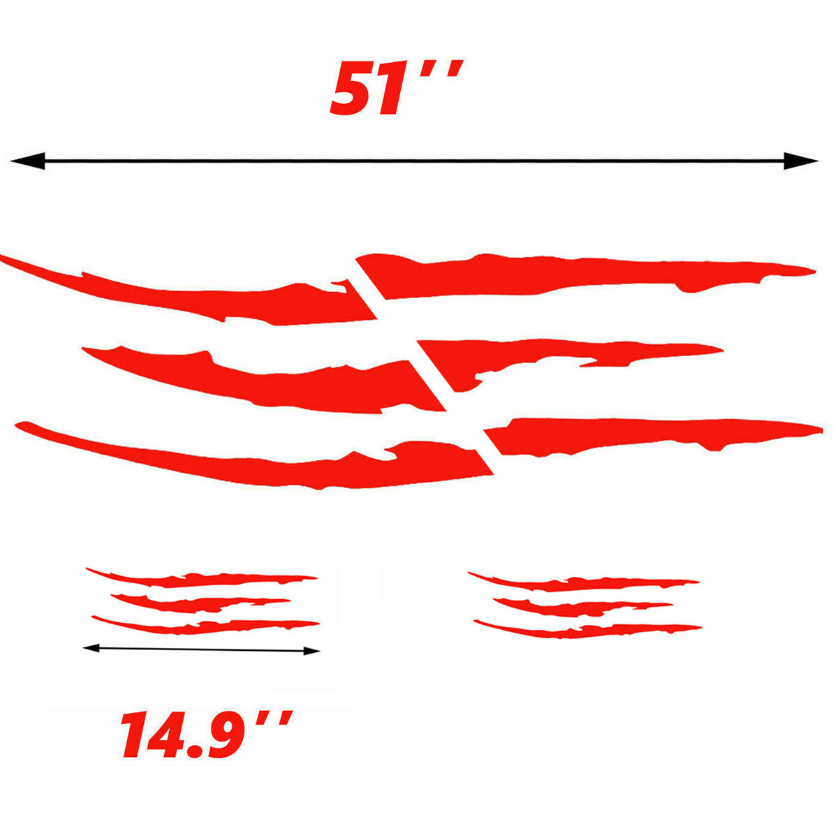Red Scratch Claw Vinyl Sticker Kit for Car Side Body Front Headlight Decor Trim