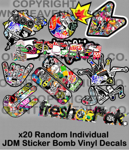 10 Random Sticker Bombing Graffiti Wrap Sheet Decal Lot JDM Drift Race Model #33