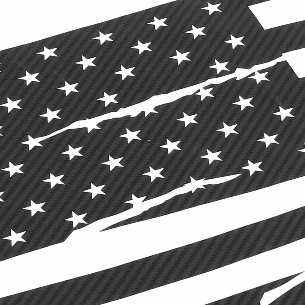 Carbon Fiber Rear Window Cover Decals Trim Sticker For Ford Mustang 15+ USA Flag