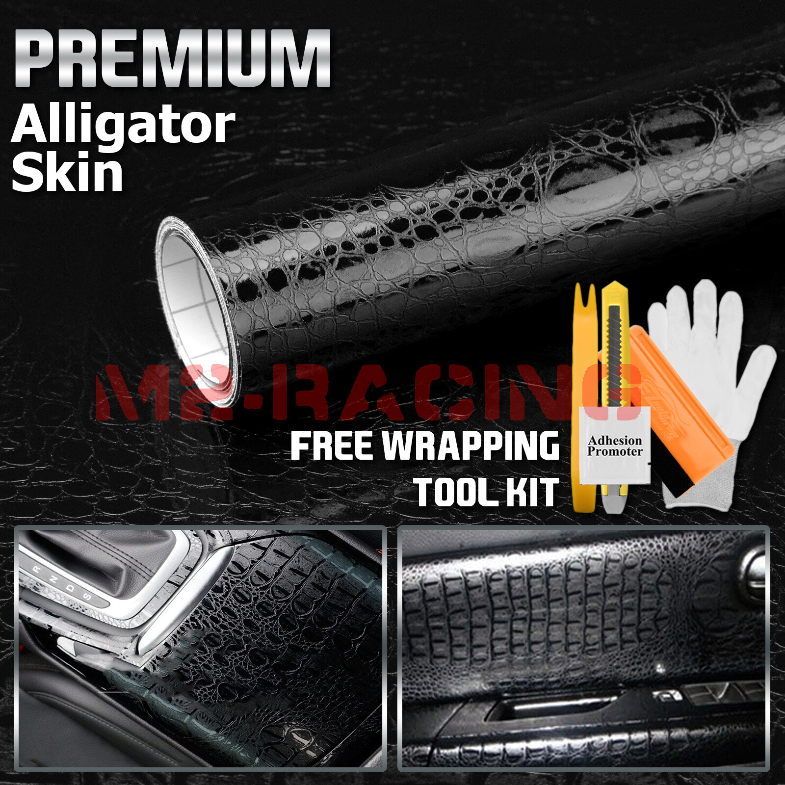 【Alligator Skin Reptiles】 3D Leather Vinyl Wrap Sticker Decal Bubble Free Sheet