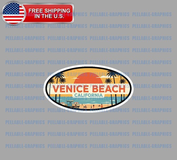 Venice Beach California Vinyl Decal Sticker Hard Hat Helmet Toolbox Tablet E