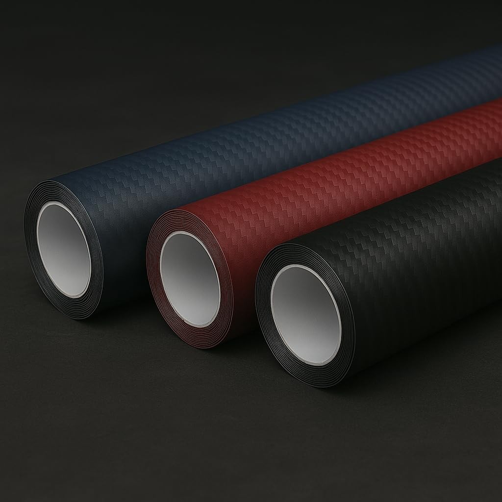 Black Carbon Fiber Vinyl Wrap Sticker Bubble Free Anti-Wrinkle, 1Ftx13Ft