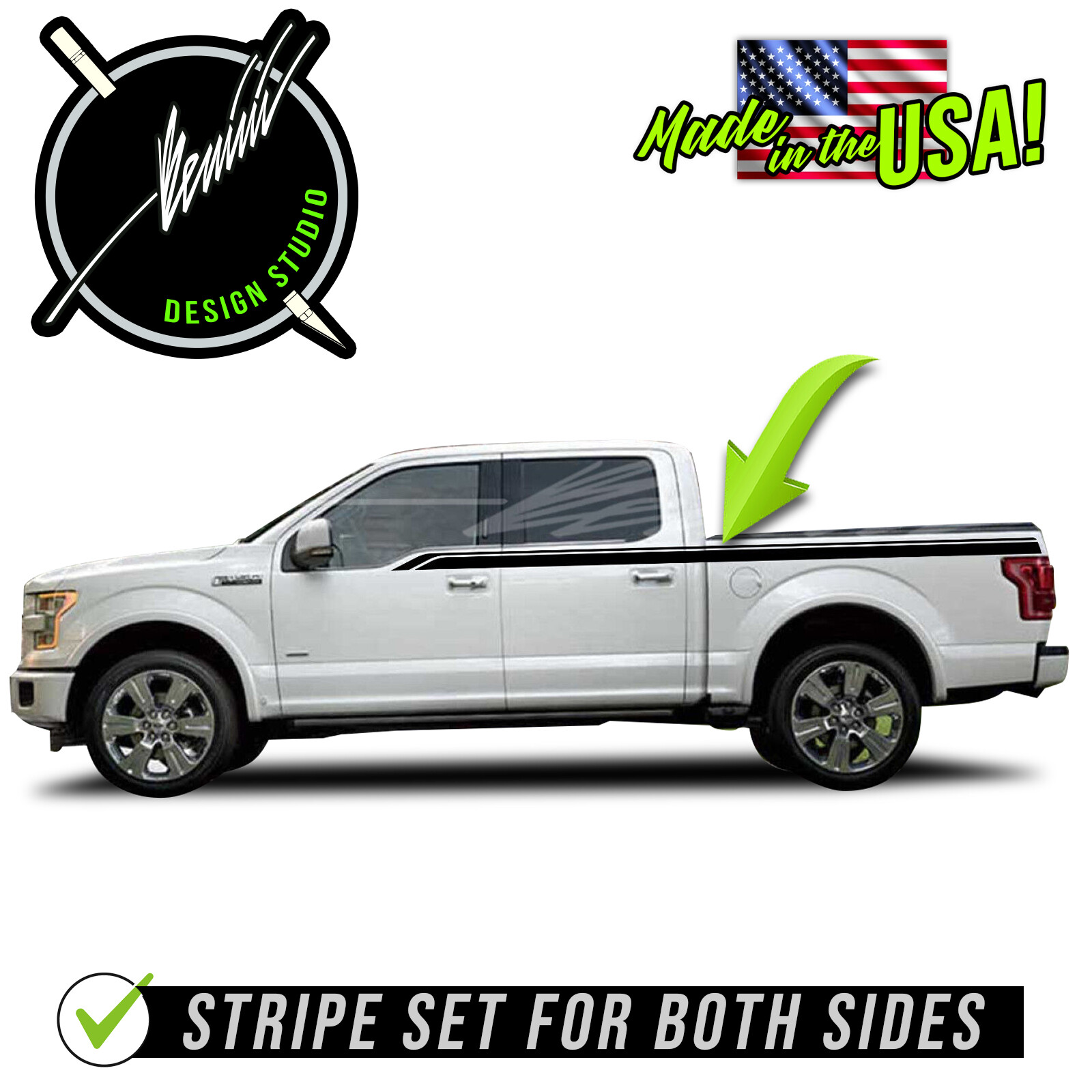 Side Stripes Graphics Style 4 FITS-2015-2020 Ford F150 F-150