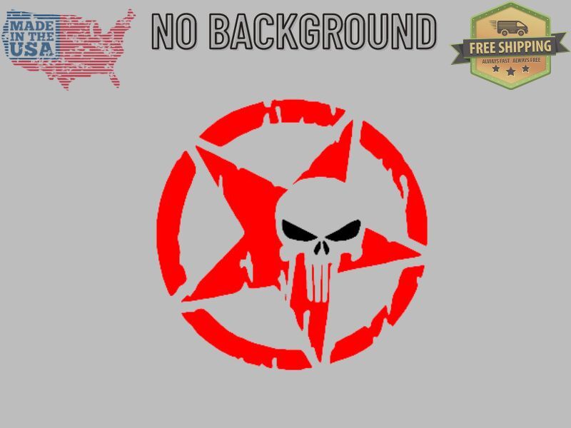 Army Military Star Punisher Skull Distressed Vinyl Decal Sticker truck window