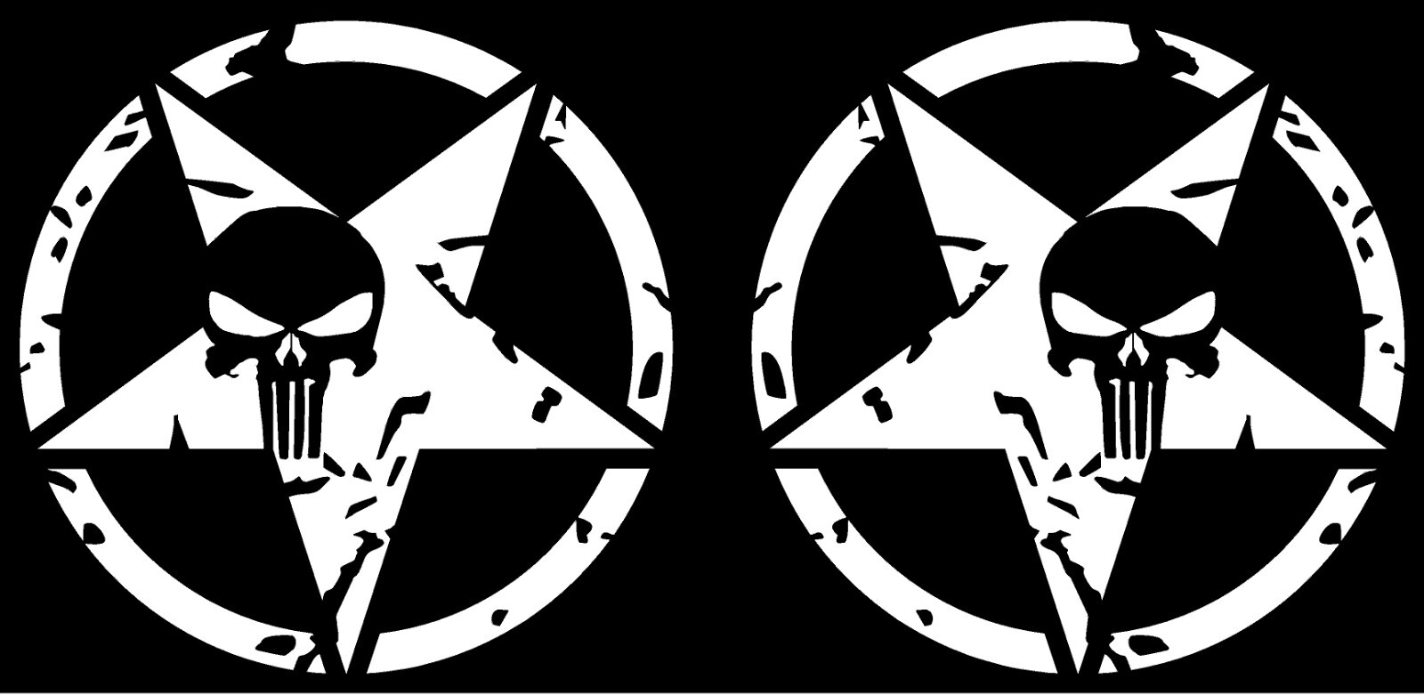 Jeep US Army Star Punisher Skull L and R Vinyl Decal Multiple Colors and Sizes