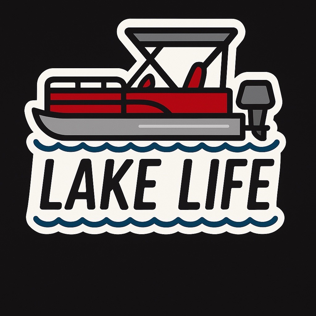 New 3” wide X 2” Tall Pontoon Lake Life Vinyl Decal Sticker For Cars Cups Mugs