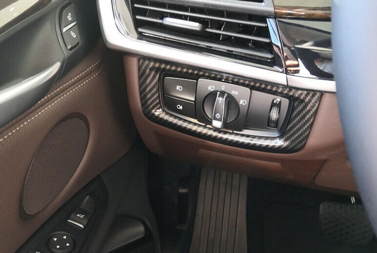 Carbon Fiber Headlight Switch Control Button Trim For Bmw X5 X6 F15 F16 2014-18