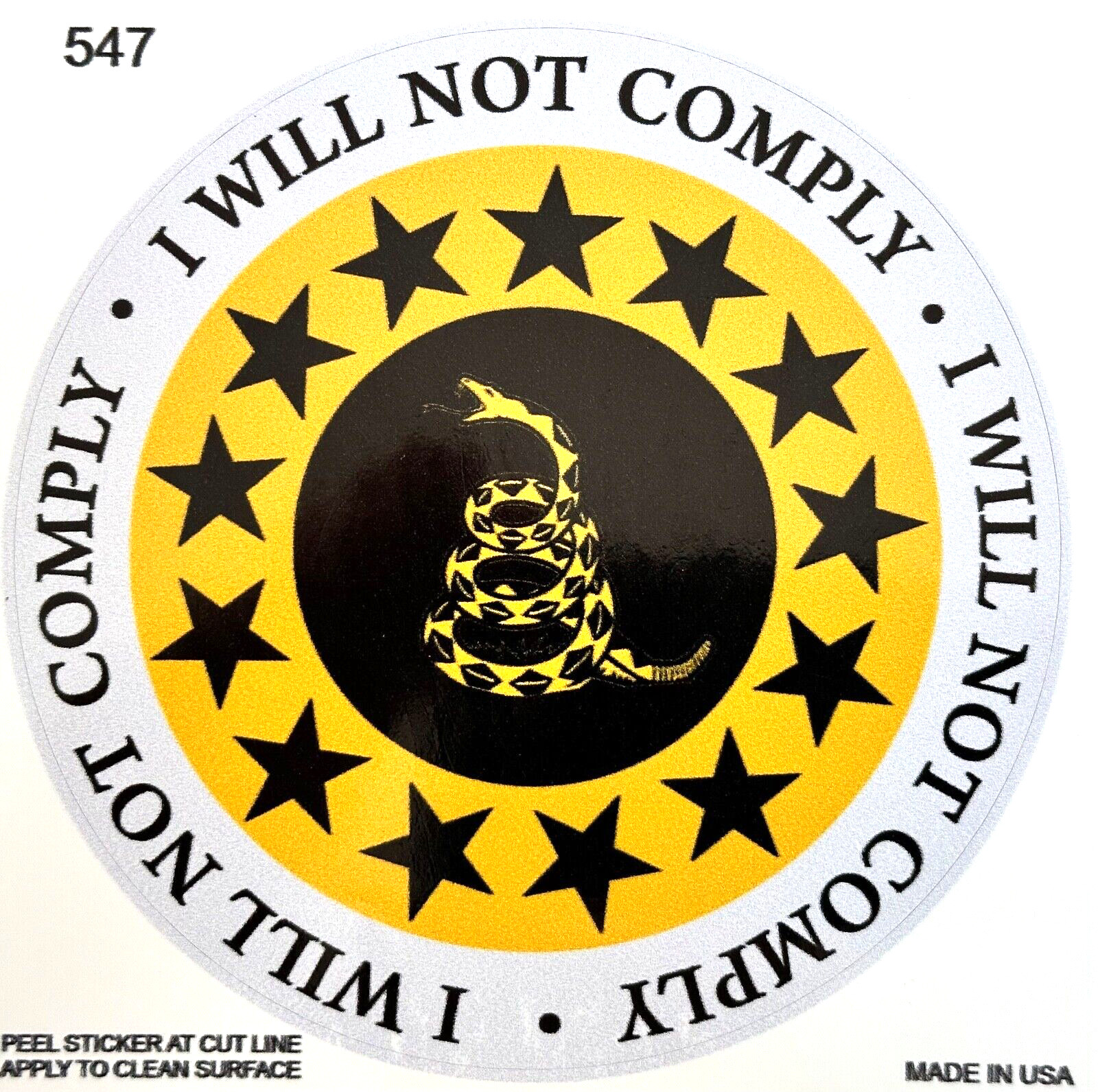 I Will Not Comply…2nd Amendment..Military..Truck Decals Sticker (4 Pack) #547