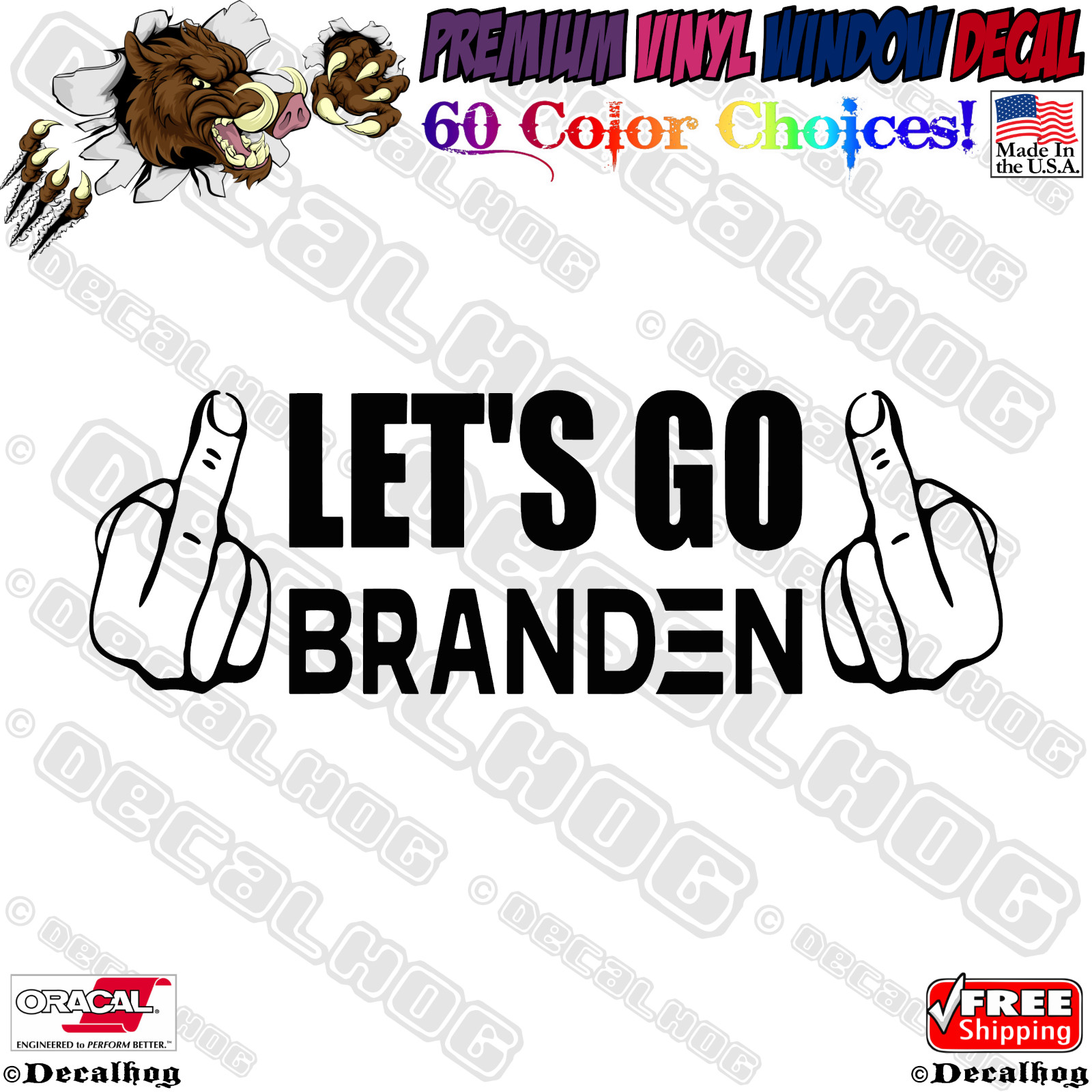 Let’s Go Brandon Middle Finger Car Truck Window Wall Laptop Vinyl Decal Sticker.