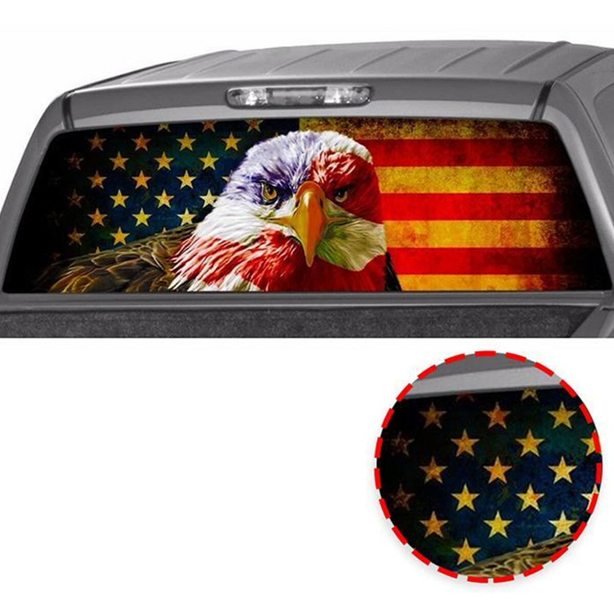 Rear Window Sticker American Flag Pattern Decal 135X36CM Fit For Dodge Ram 1500