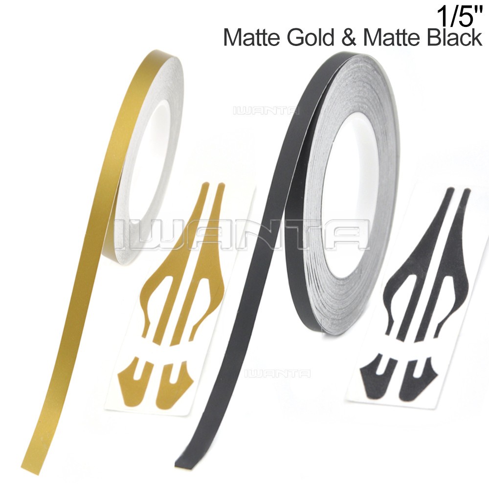 1/5″ 5mm Matte Gold & Matte Black Pinstriping Pin Stripe DIY Line Decal Sticker