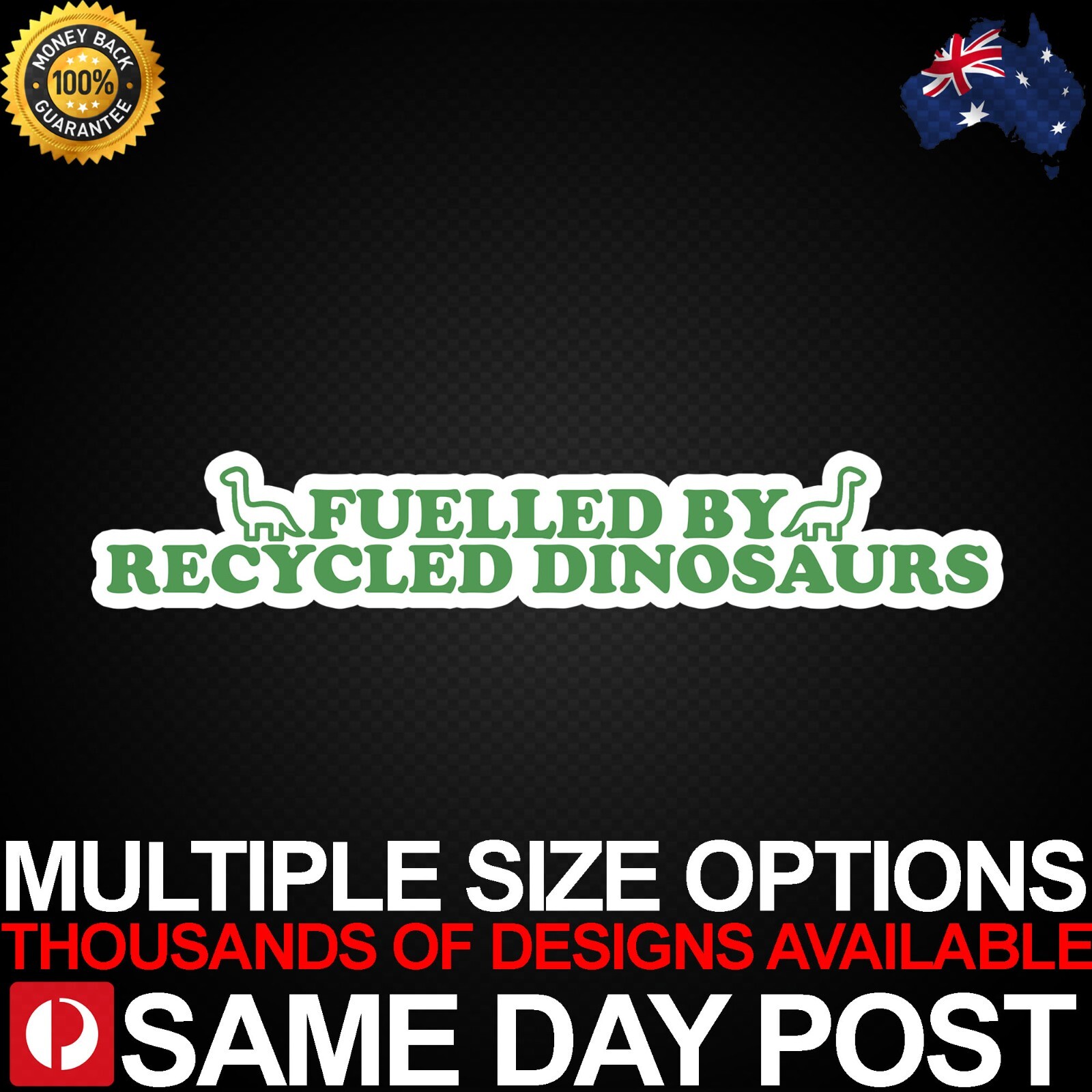 FUELLED BY RECYCLED DINOSAURS 2 Vinyl Car Sticker Decal Cheap Funny 4×4 4WD V8