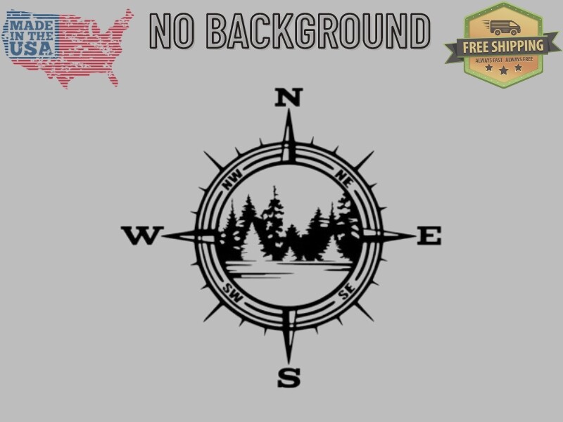 COMPASS TREES LAKE Vinyl Decal – for Jeep Car Truck Bumper Wall Window