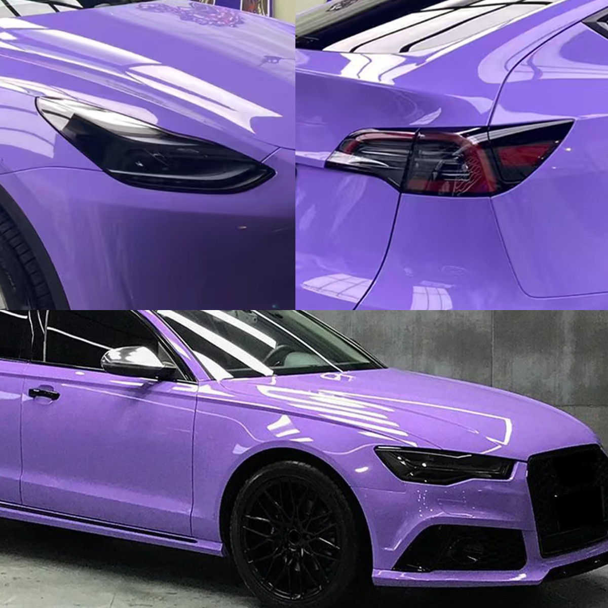 5FT x 50FT PET Crystal Lavender Purple Car Vinyl Wrap Air Release US Stock