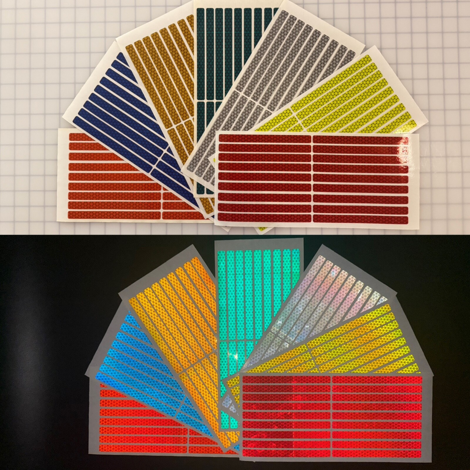 18 Reflective 0.5″ x 6″ Prismatic Strips Oralite V98 (750+ Candelas) Stickers