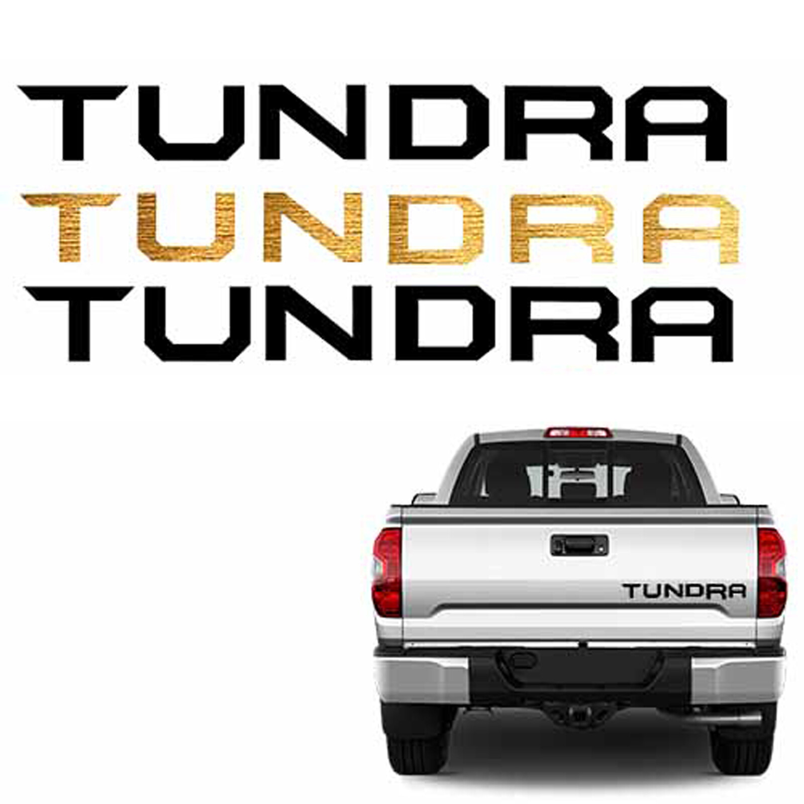 TUNDRA Tailgate Letters Sticker Vinyl Insert Decals for Toyota Tundra 2014-2019