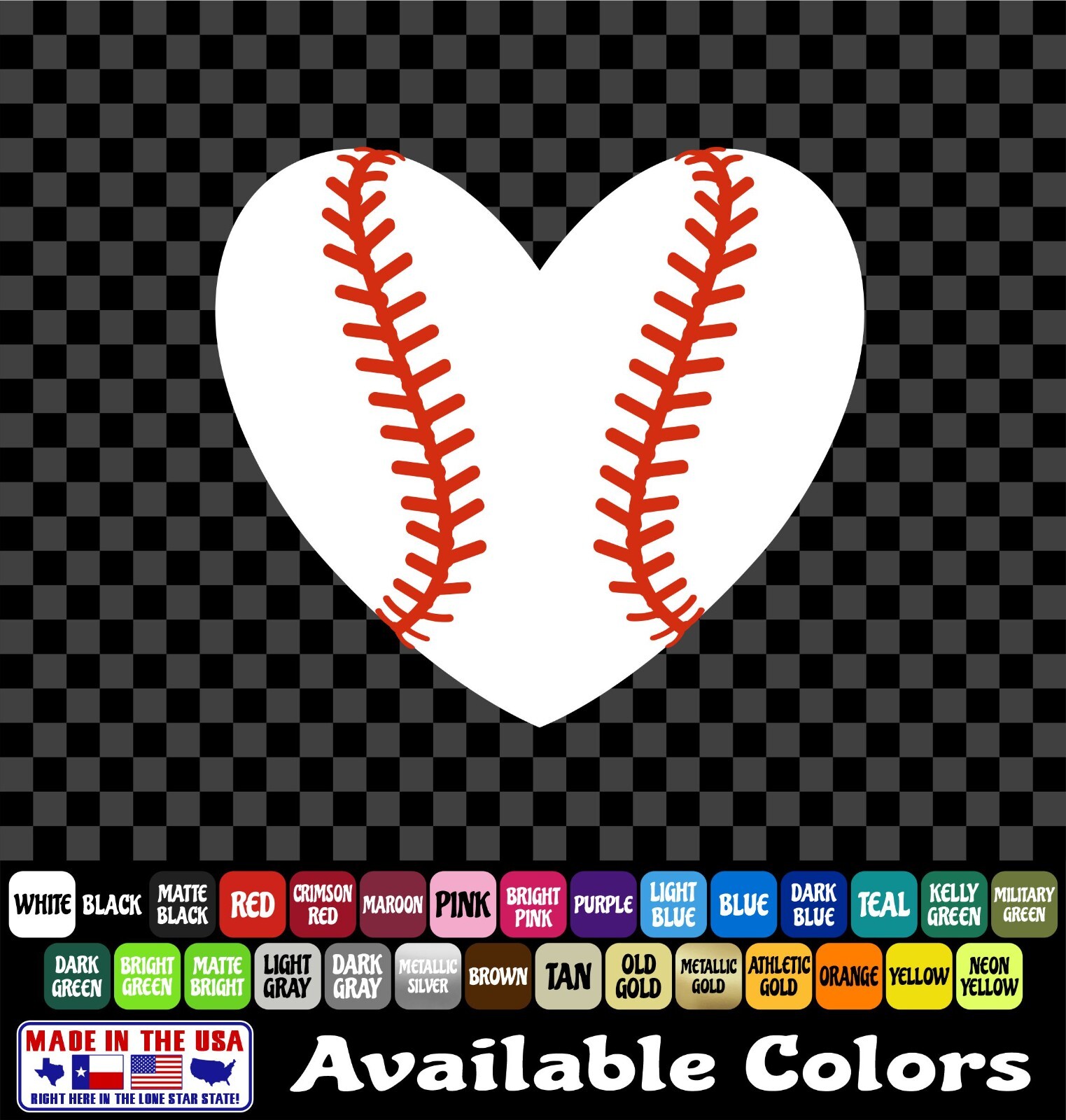 BASEBALL HEART STICKER Cute Vinyl Decal Sports Car Truck Van 4.5×5