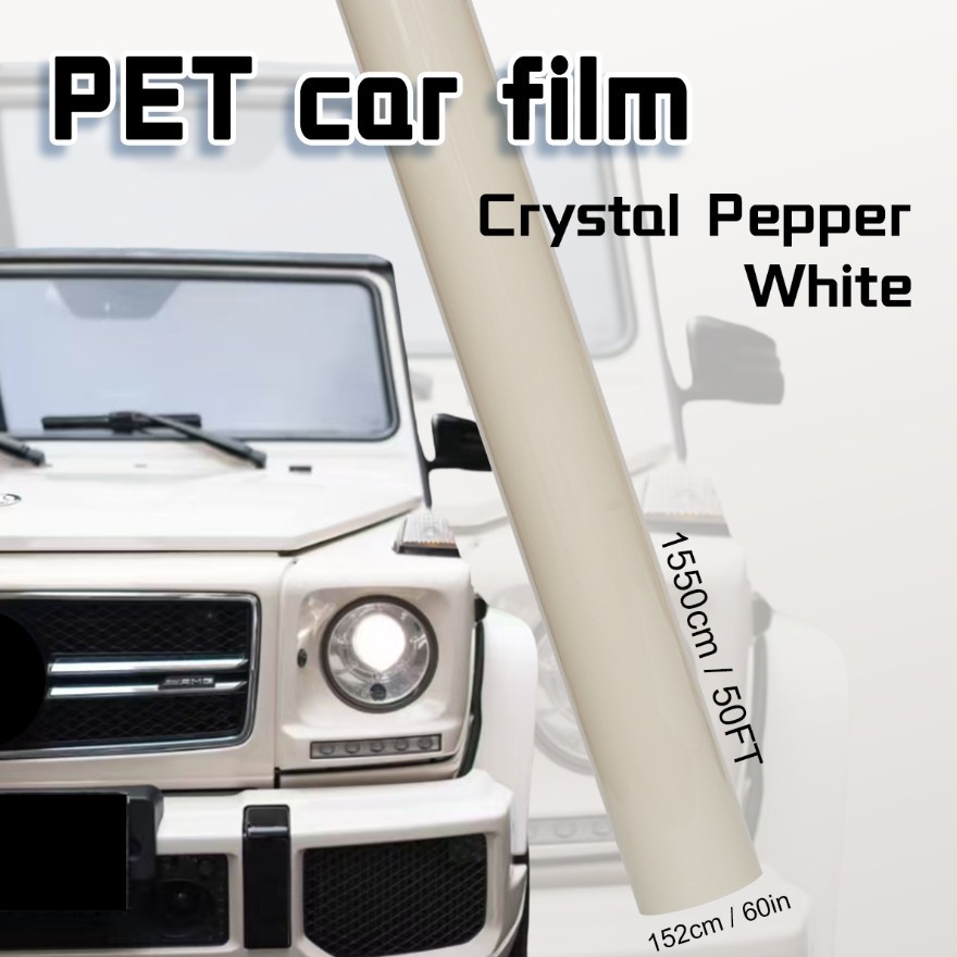 5FTx50FT PET Crystal Pepper White Vinyl Wrap Self-Adhesive Air Release US Stock