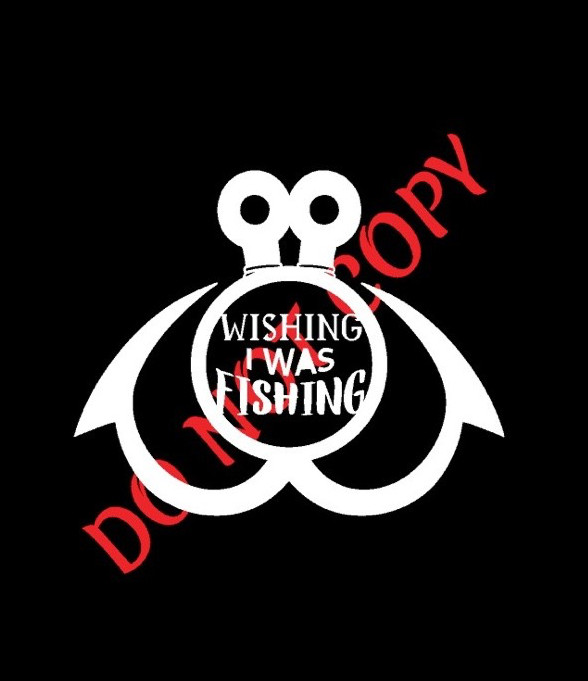 5″X6″ WISHING I WAS FISHING LAKE FISH BOATING OUTDOORS
