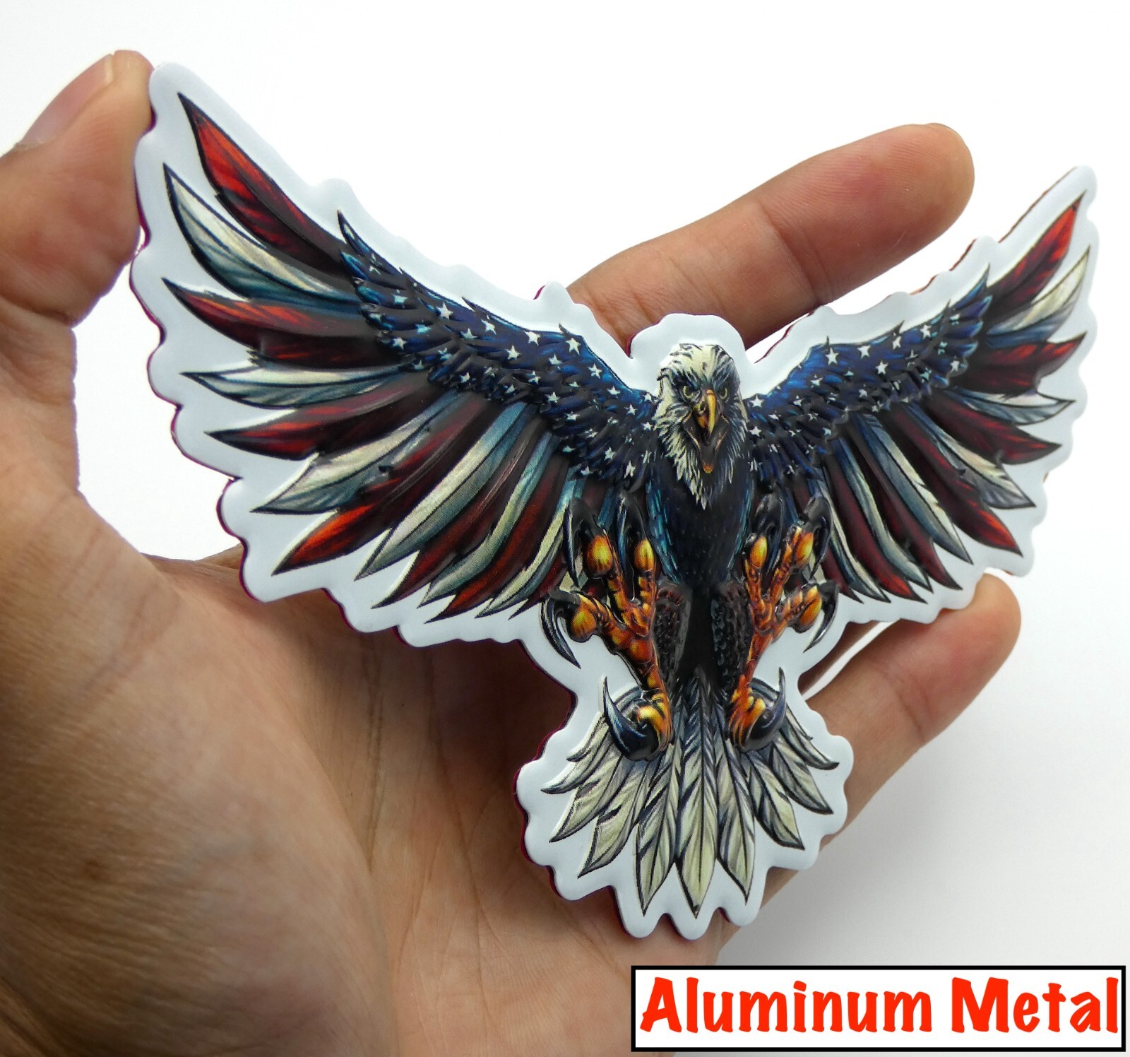 ALUMINUM Eagle Stickers VETERAN Military Decals Motorcycle, Car Emblem 6″ x 3″