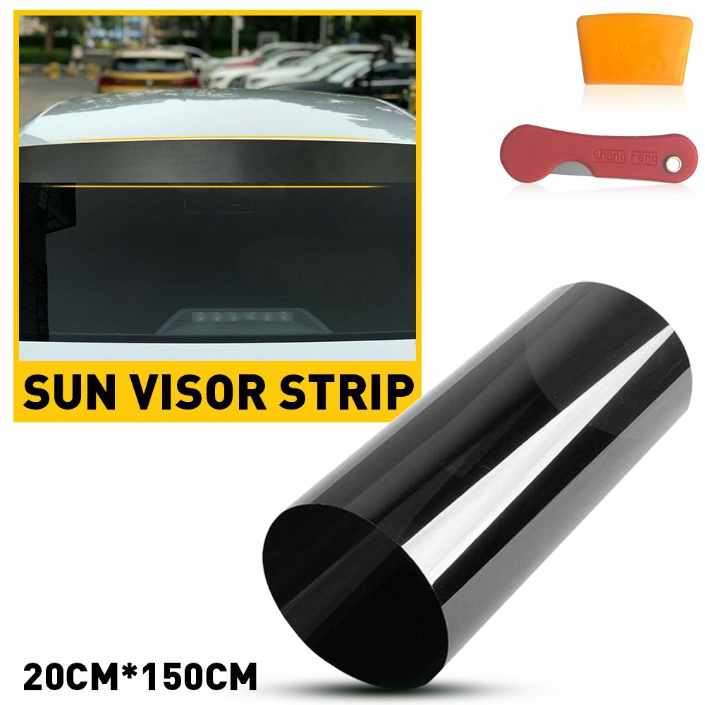 Car Sun Visor Strip Tint Film Front Windshield UV Shade Banner Accessories Black