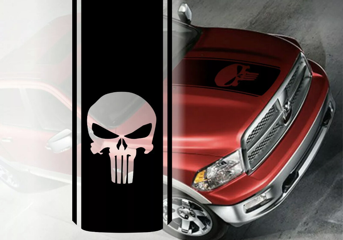 1 pcs HOOD stripe graphics vinyl hood decal sticker compatiblefit Dodge Ram 1500