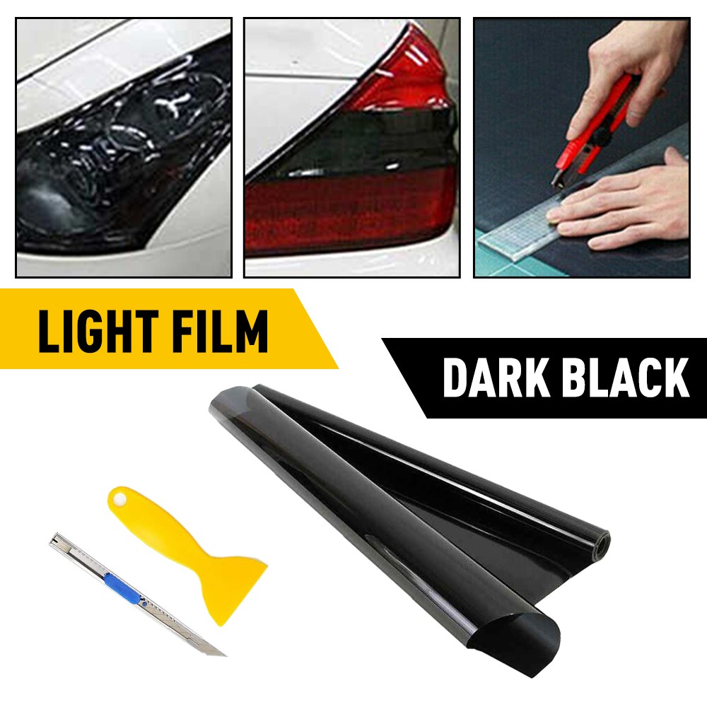 Car Gloss Dark Black Headlight Taillight Fog Light Tint Film Vinyl Front or Tail