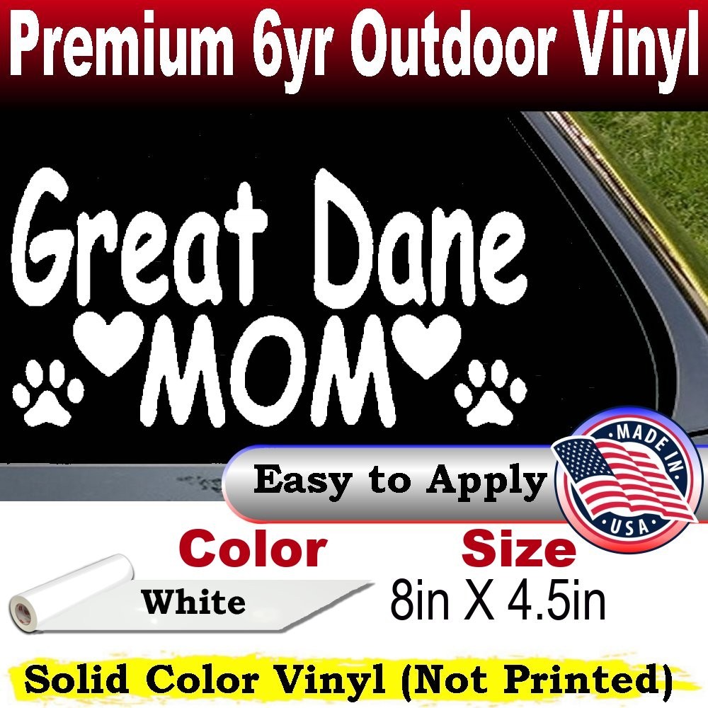 Great Dane Mom Paw Prints Car Truck Window Laptop Decal Sticker White 8X4.5