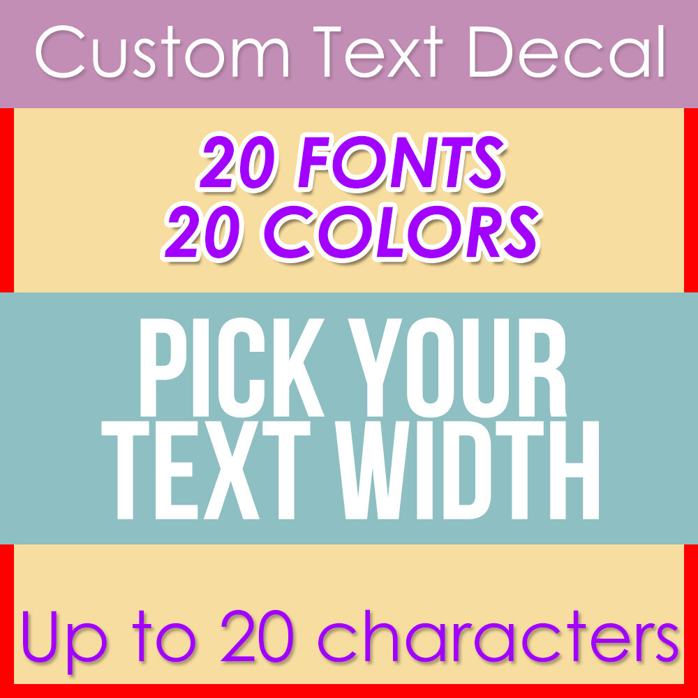 Custom Your Text Decal Name Vinyl Sticker Personalized Lettering Choose Width