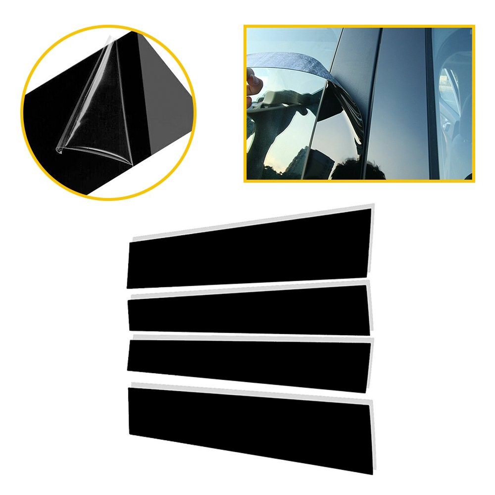 4/8X Window Door Post Pillar Trim Covers Black Glossy For 2007-2021 Toyota Tundr