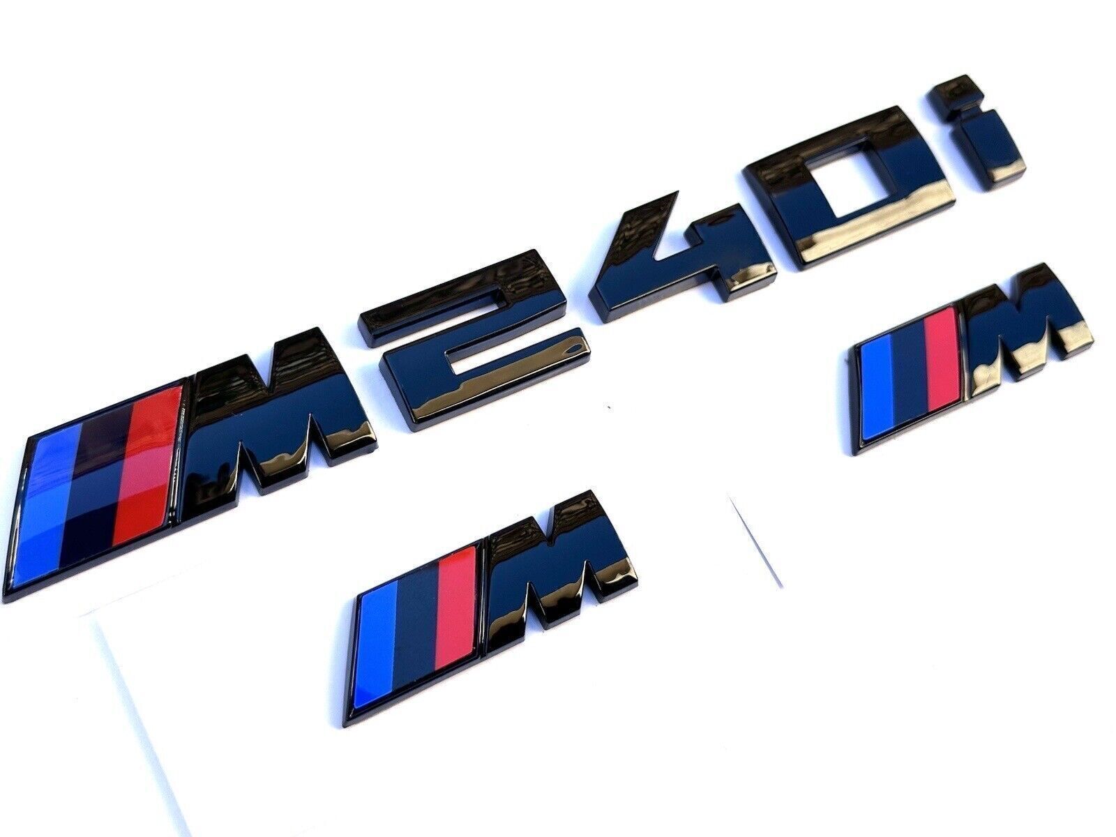 Set 3 pcs Fit For BMW M240i Gloss Black Style Rear Emblem Badge + 2 “M” Fender