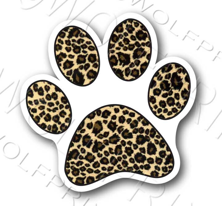 Leopard Paw Sticker 4″Tall Dog and Cat Lover Pet Decal