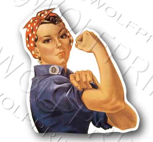Rosie the Riveter War Propaganda Sticker 4.5″ Tall WW2 Decal