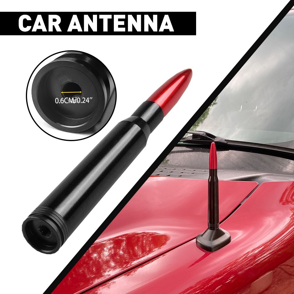 Bullet Style 0.5 Cal Red Antenna Mast Power for CHEVY SILVERADO Ford F150 H