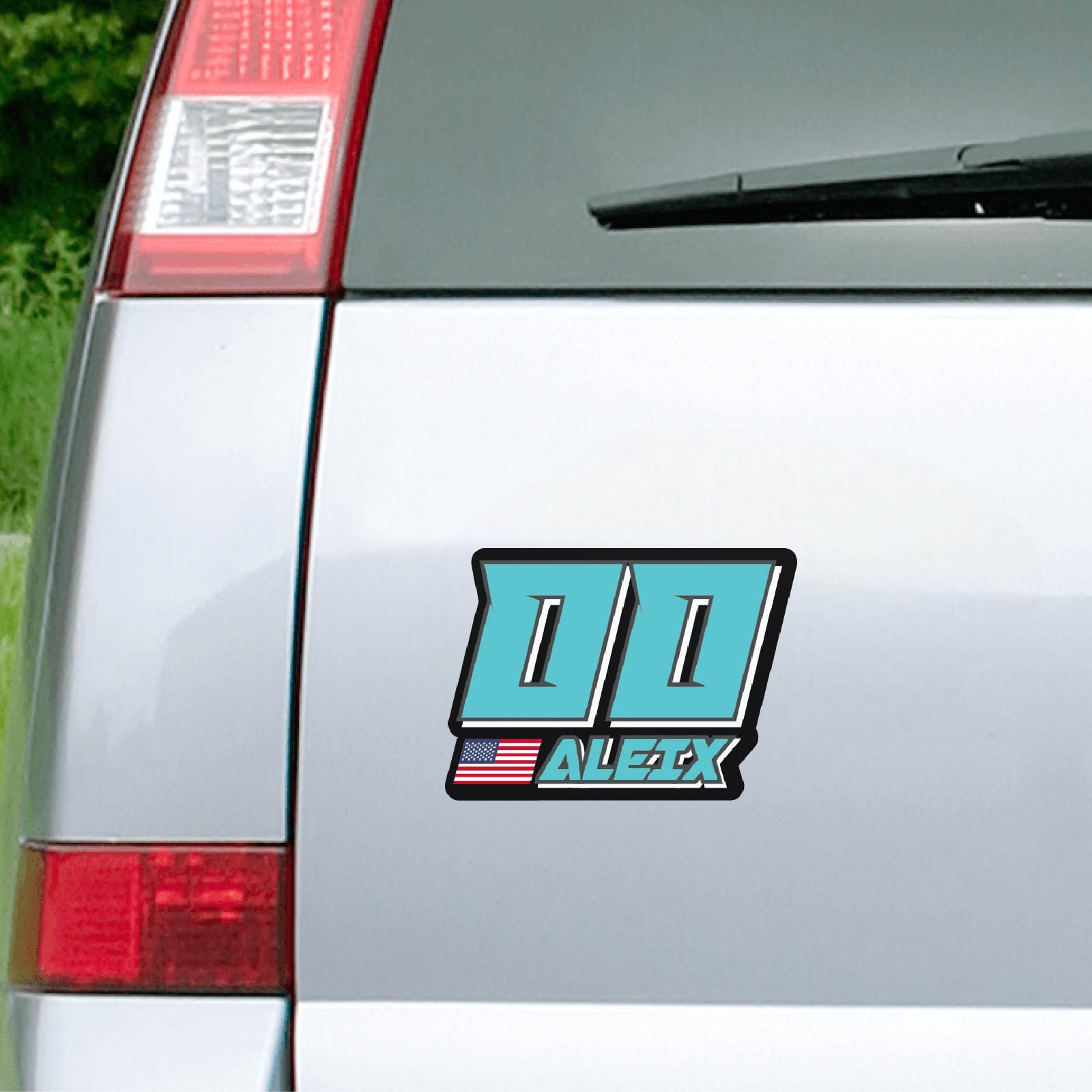 Number Name Flag Stickers 8 inch Height x1 For HPDE SCCA Car Side Doors & Bikes