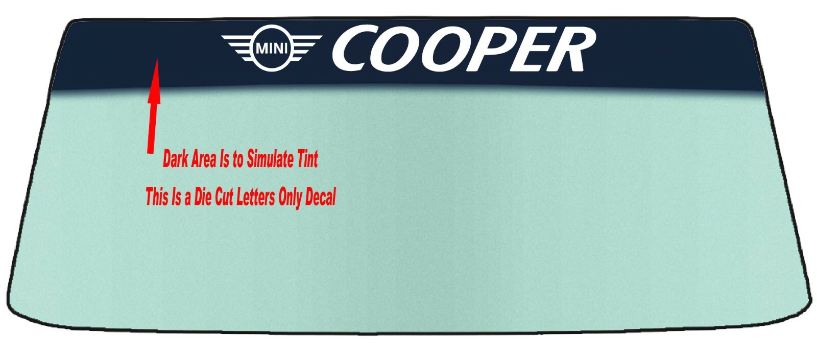 FITS MINI COOPER WINDSHIELD BANNER DIE CUT VINYL DECAL – WITH APPLICATION TOOL