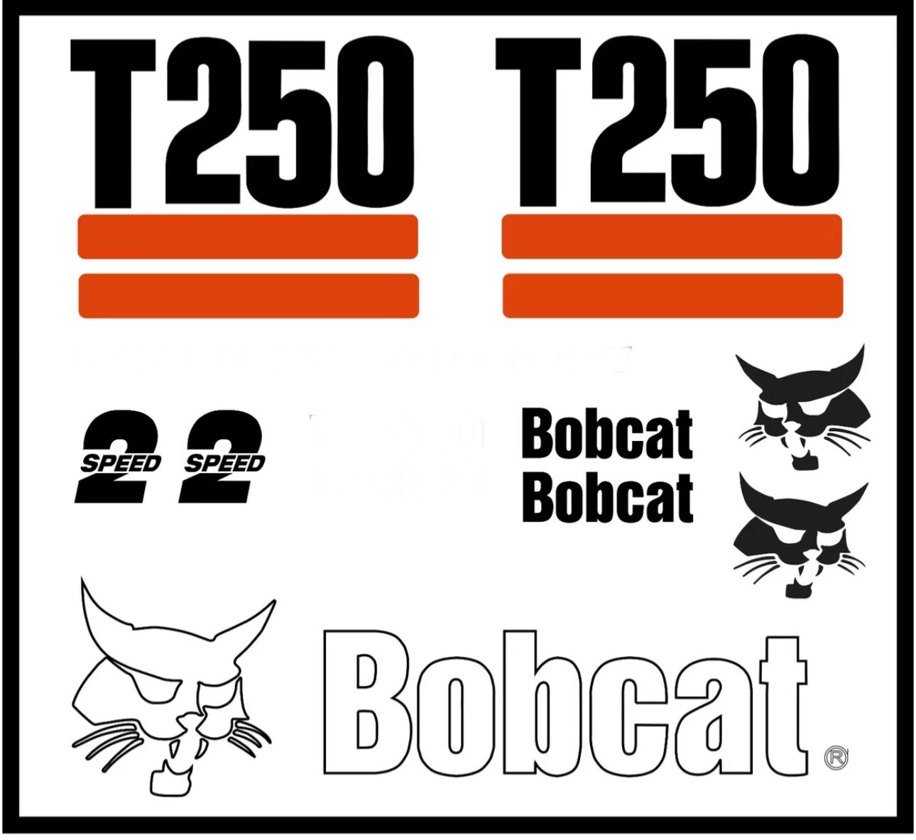 DECAL KIT for Bobcat skidsteer T250 track loader decals Stickers pre 03