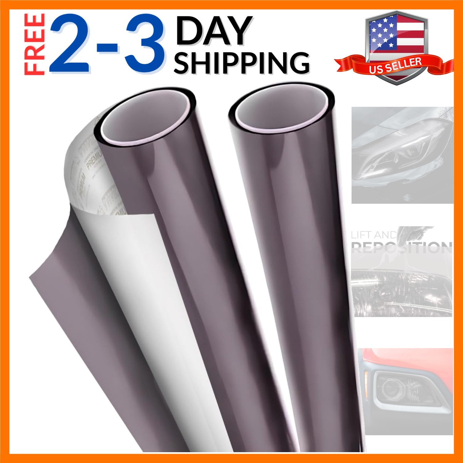 Air-Tint Self-Adhesive Headlight Tinting Vinyl 12″ x 24″ 2-Roll Pack Light Smoke