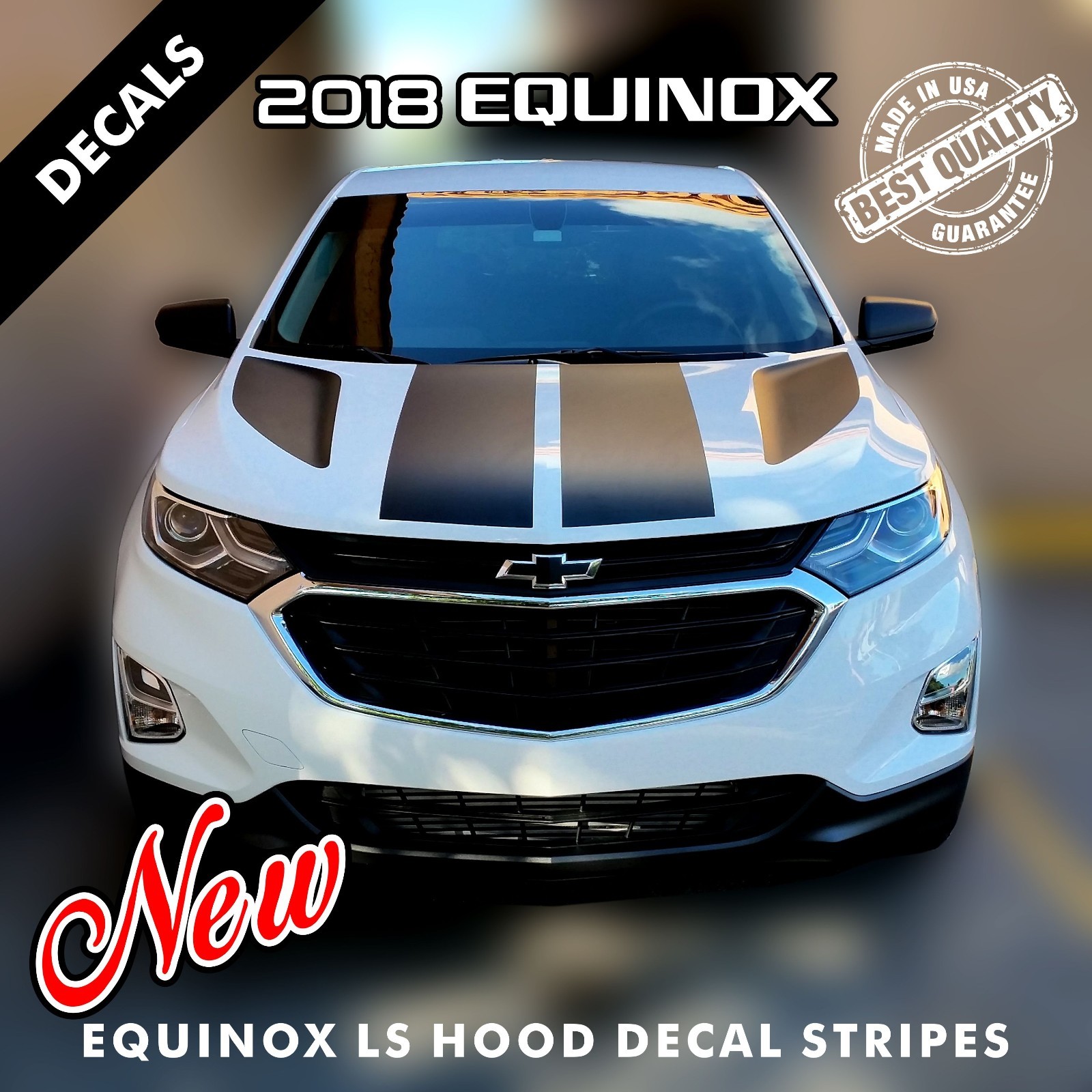Chevrolet Equinox LS 4 Hood Decal Stripes Pre Cut Fits 2018 Models |2