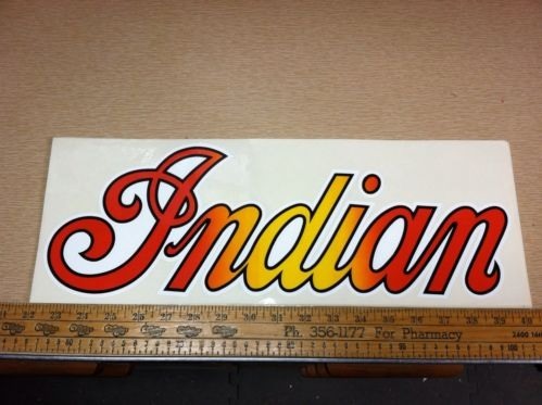 Set Of 2 vintage Indian Motorcycles Decals.18 X 6 1/2 inches. NOS stickers.