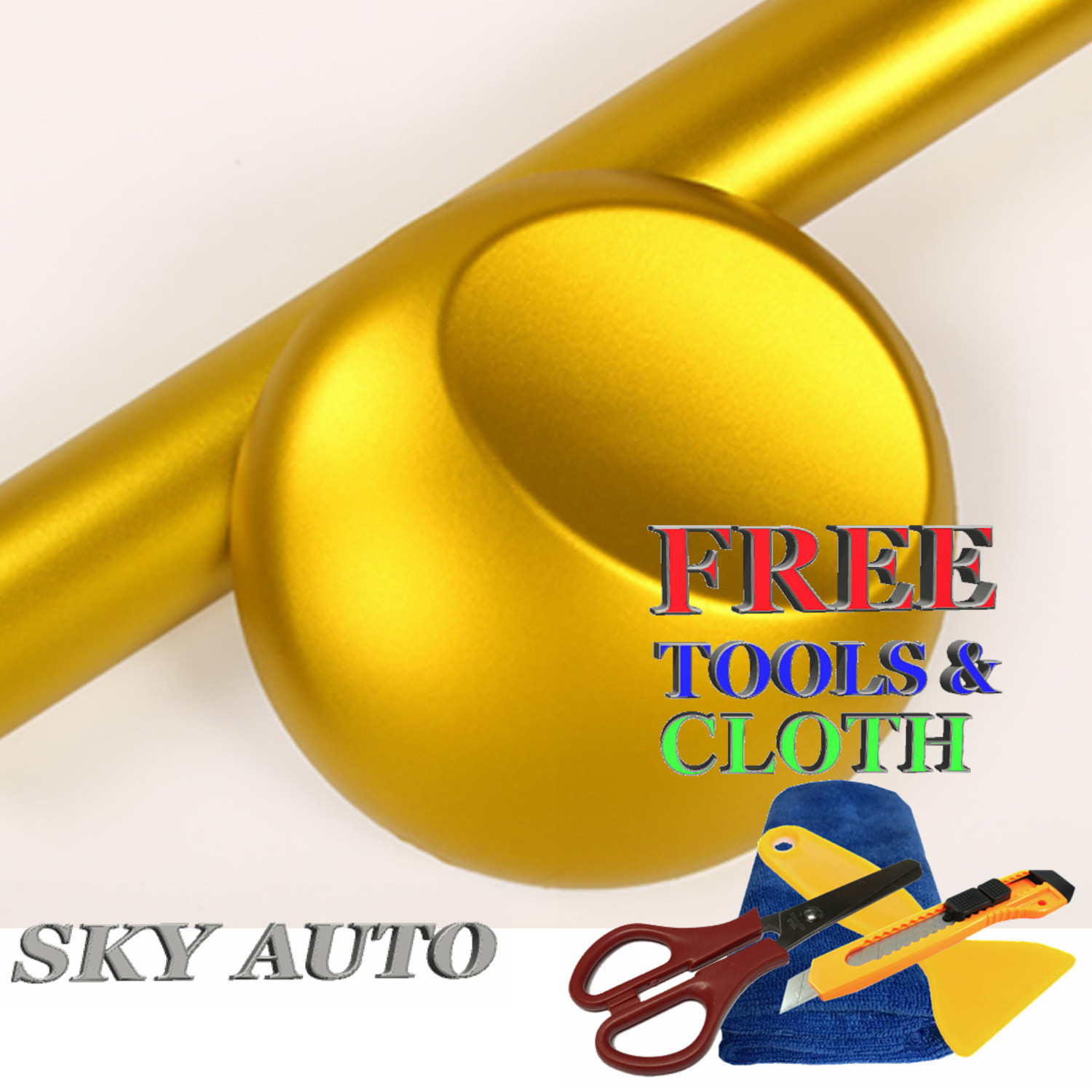 Gold Premium car Satin Matte Chrome Plating Vinyl Sticker sheet Air Release