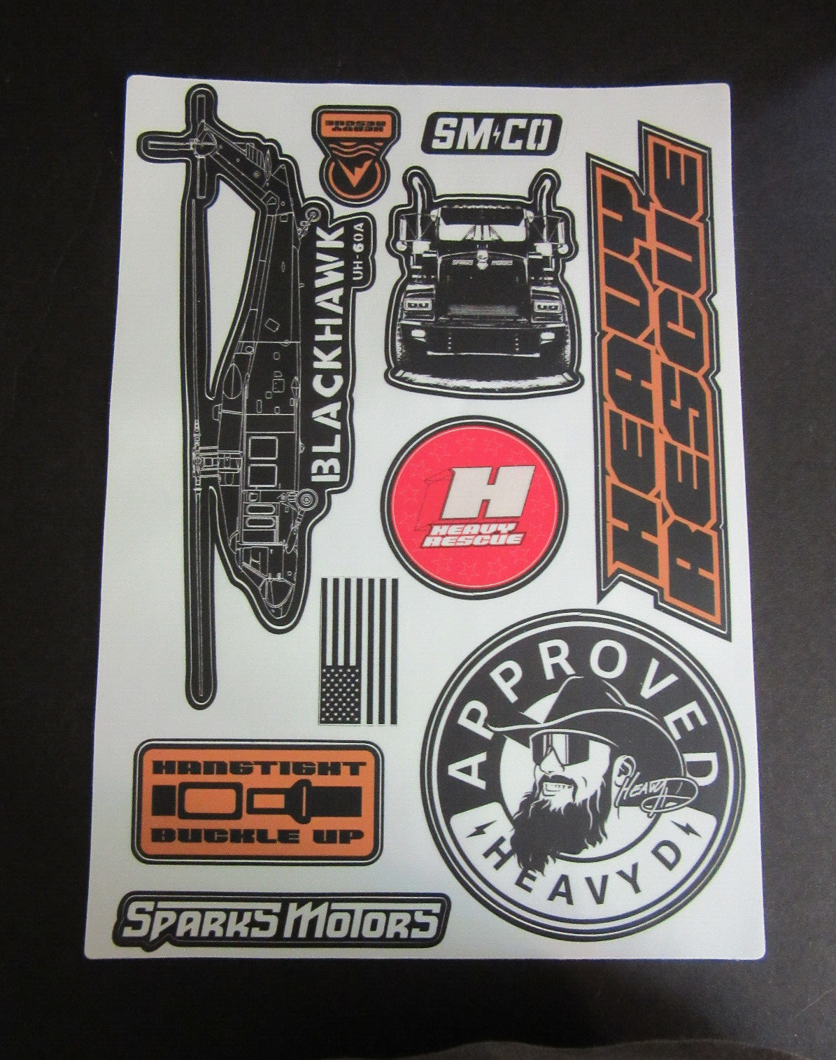 Sparks Motors SMCO Heavy Rescue Sticker Sheet Decals Blackhawk