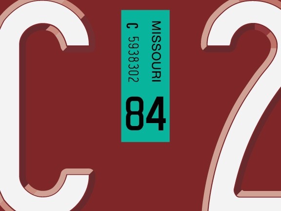 Missouri license plate registration sticker, 1980 to 1987