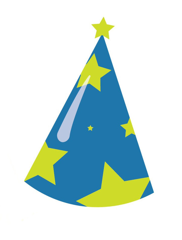 3” Birthday Hat Sticker Blue Stars Party Decor Craft DIY Favors